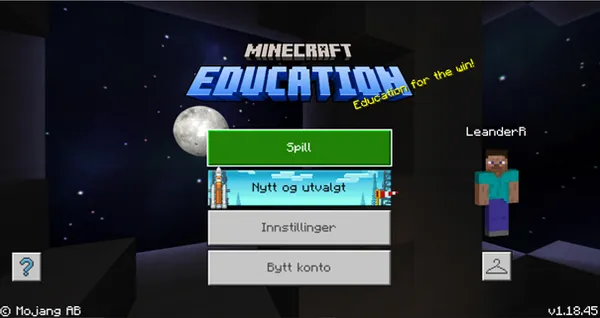 Hovedmeny Minecraft Education