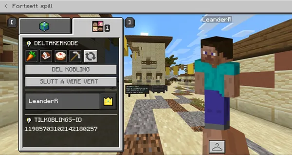 Generasjon av deltakerkoden Minecraft Education